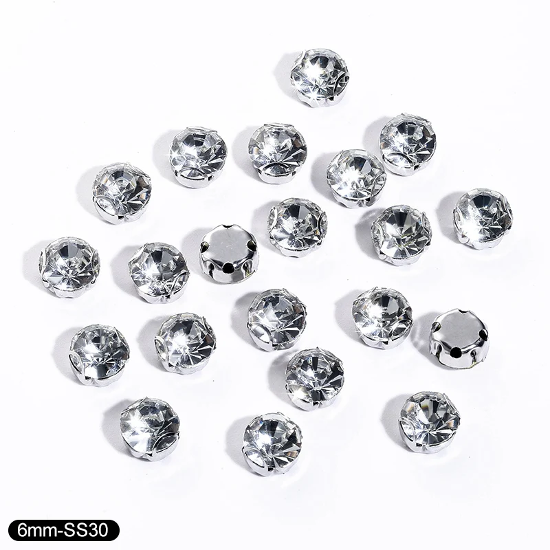 Klauenbecher, 4–10 mm, runde Klaue zum Aufnähen, klarer Kristall-Strassstein mit Loch, flache Rückseite, Splitter, DIY, Nähen, Strass-Strass-Dekoration – Detail 8