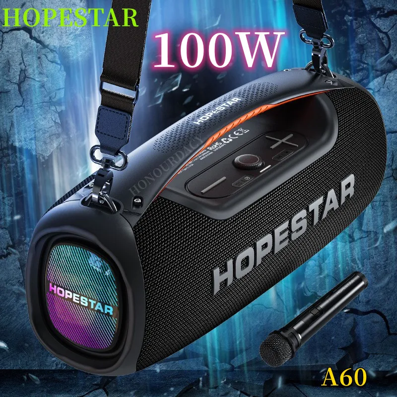 

Bluetooth-Колонка Hopestar A60 мощностью 100 Вт, уличная Портативная Беспроводная колонка, музыкальный центр, сабвуфер, отличное основное аудио с микрофоном