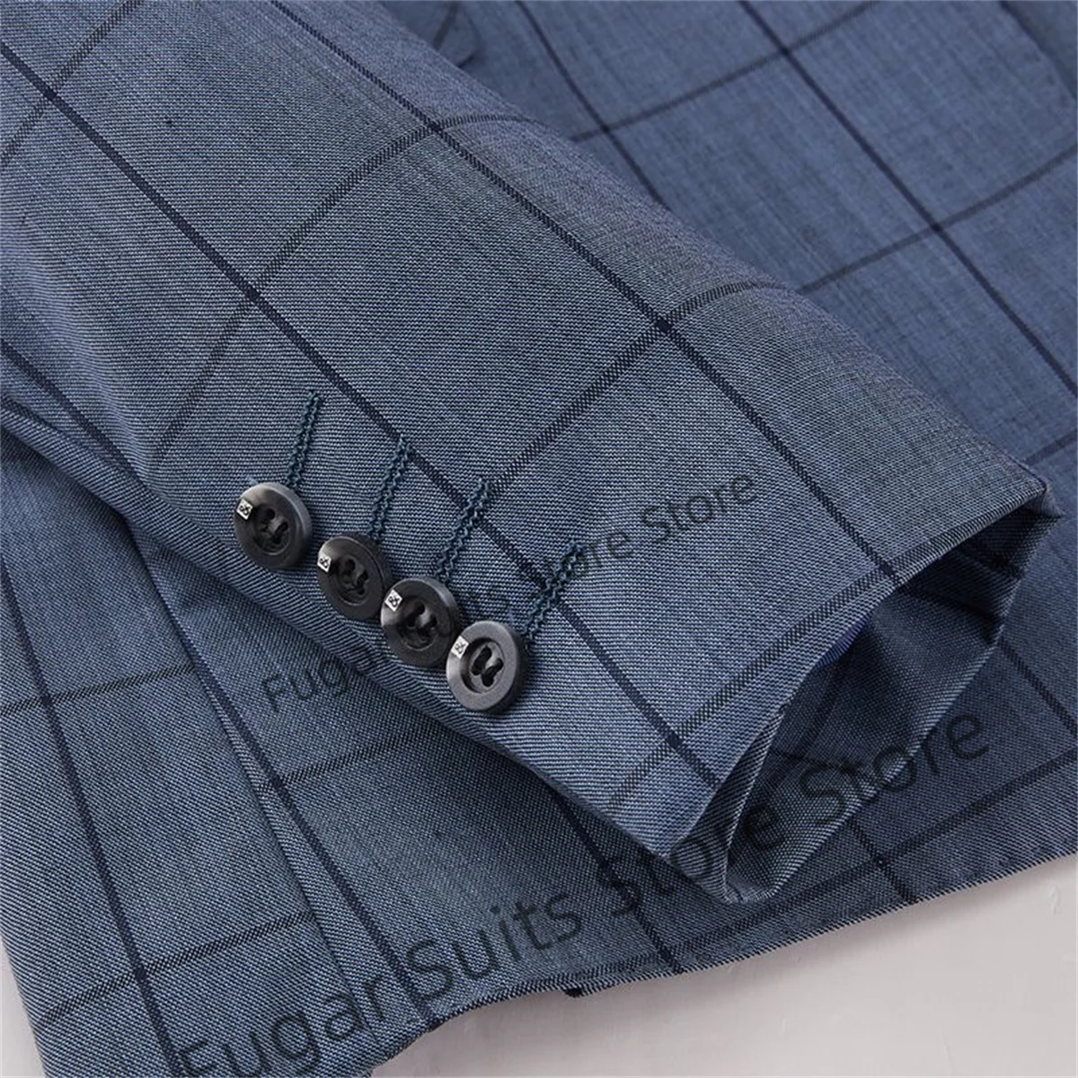 High Qublity Office Work Navy Blue Plaid Men Suits Slim Fit Wedding Groom Tuxedos 2 Pcs Sets Business Male Blazer Costume Homme