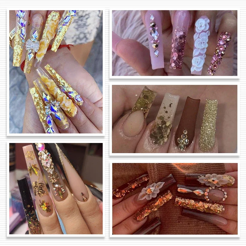50G Chunky Glitter Nails Accessories Mixed Hexagons Sequins Rose Gold Nail Pigment Powder Nail Art Decorations Manicure Supplies