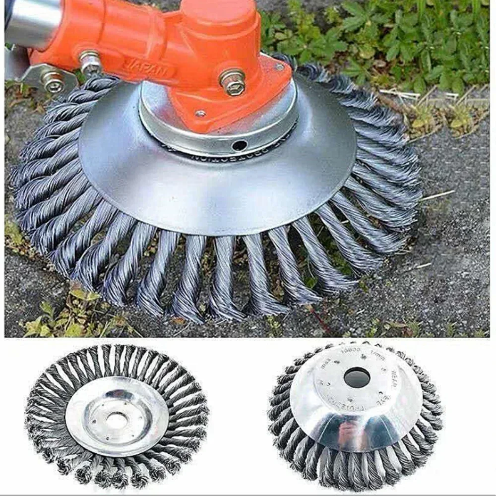 Upgrade 6/8/10 Inch Weed Brush Cutter Head Lawn Mower Universal Grass Trimmer Head Steel Wire Wheel Brush Garden Trimmer