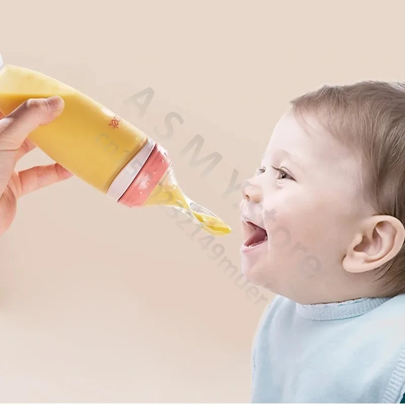 BBET Squeezing Feeding Bottle Silicone Newborn Baby Training Rice Spoon Infant Cerea Food Supplement Feeder Safe Tableware 4