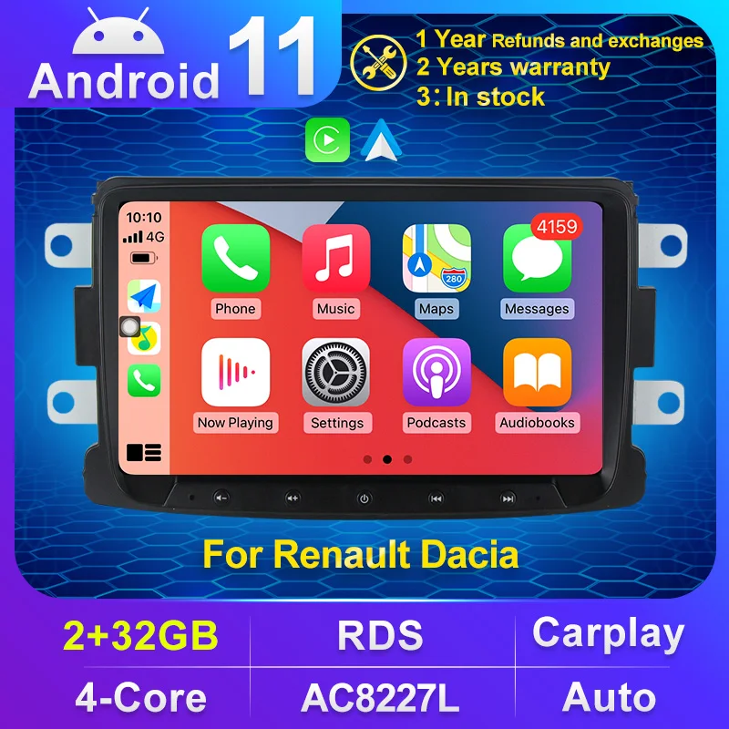 Android 11 Carplay Auto Автомобильное Радио Видео Стерео Мультимедиа Плеер GPS Для Dacia Sandero