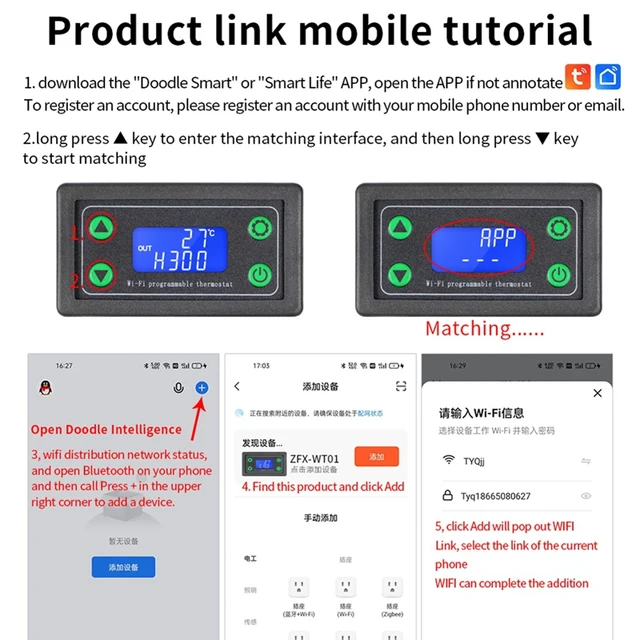 Tuya WIFI High Temperature Controller Digital Programmable Thermostat K-Type Thermocouple -99-999 Degrees ZFX-TW01 5