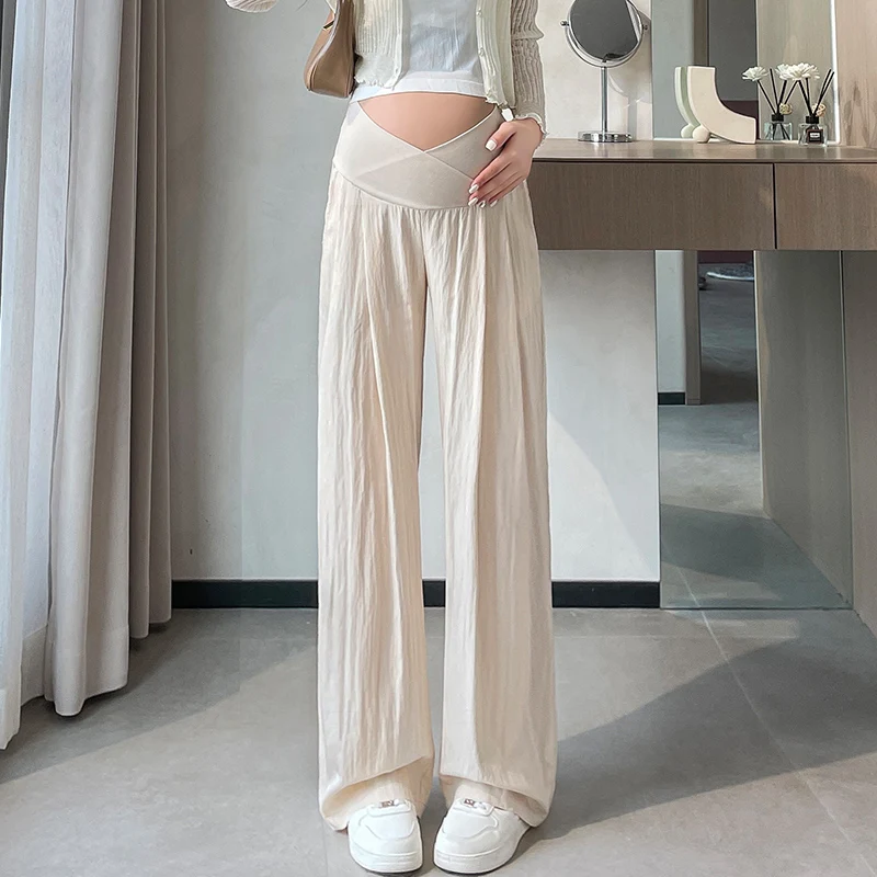 Maternity Pants Slouchy Style Wide Leg Loose Straight V Trousers For Maternity Summer Pregnant Women