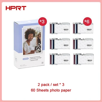 20 Fogli / 60 Fogli Carta Fotografica HPRT CP2100 per Mini Stampante Fotografica 2x3" Carta Termica Multifunzione con Nastro Colorato Specifico
