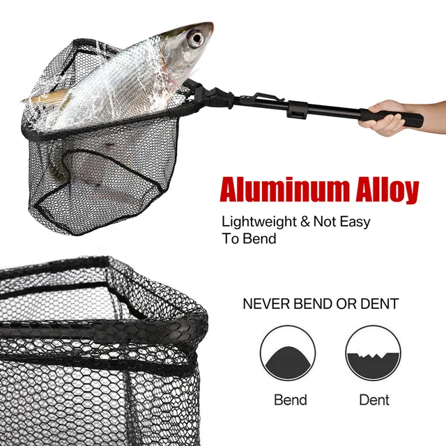 Retractable Fishing Landing Net with Telescoping Pole Foldable Handle for Kids Men Freshwater Saltwater Fly Fishing Carp net 6