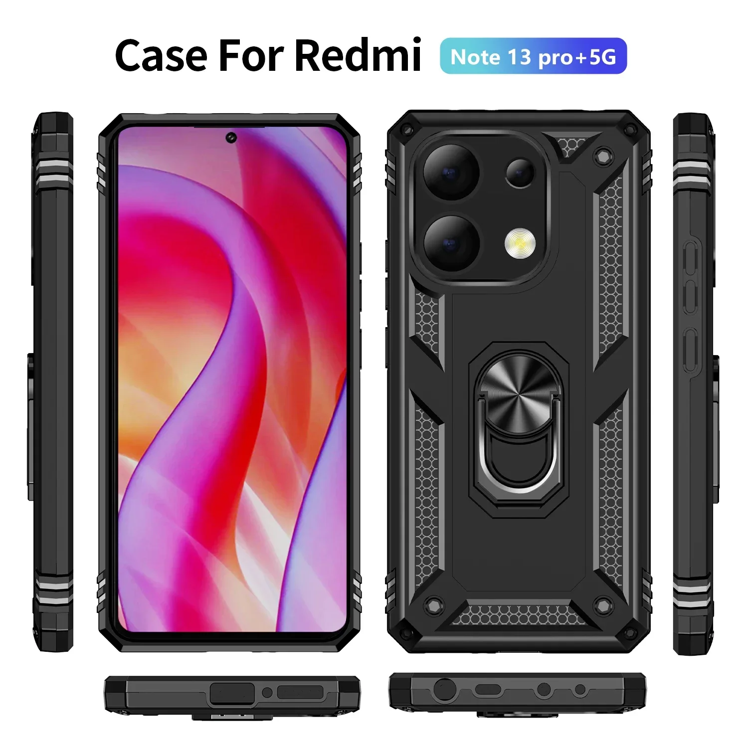 Ultimate Shockproof Bumper Armor Anti-Fall Case with Magnetic Metal Ring Cover