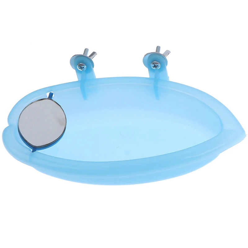 Bird Bath Basin, Small Oval Bathtub with Mirror for Parrot, Pet Cage Accessory