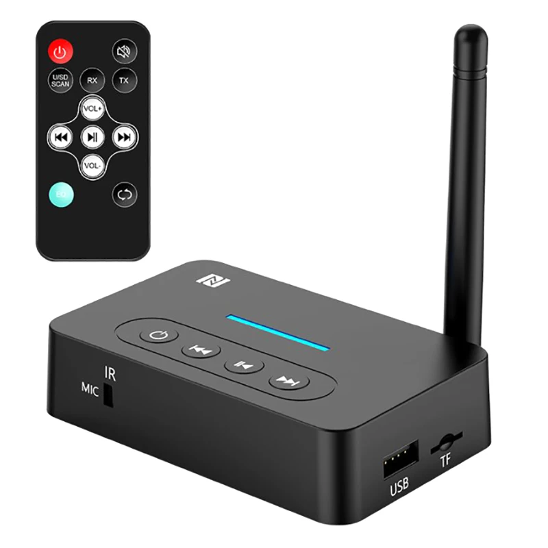 2 in 1 NFC 블루투스 오디오 리시버 송신기, USB U 디스크, TF 재생, 무선 스테레오 하이파이 음악 어댑터, 3.5mm AUX, 2 RCA 지지대