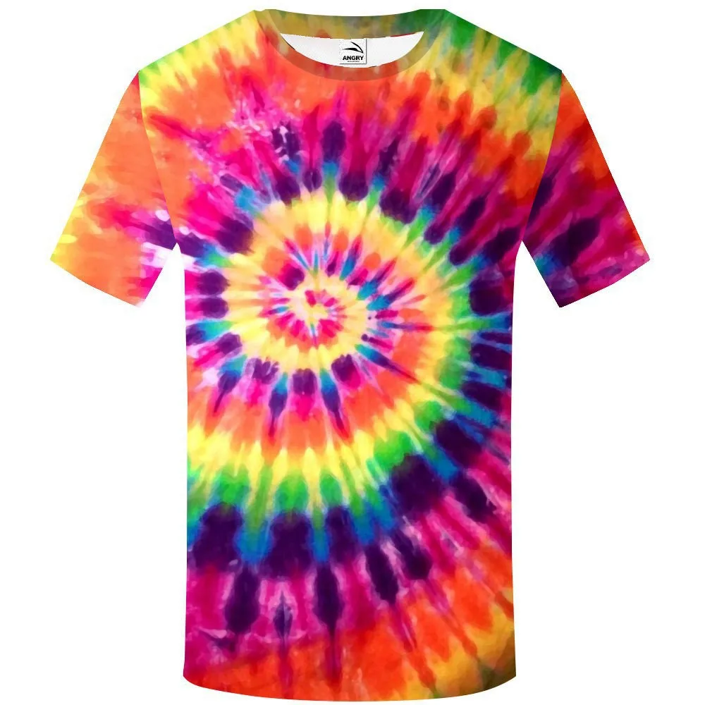 New Hot Sale Color Vortex 3d Prited T-shirt Mens Short Sleeve Casual Oversized T-shirt Fashion Men Clothing Male Tees