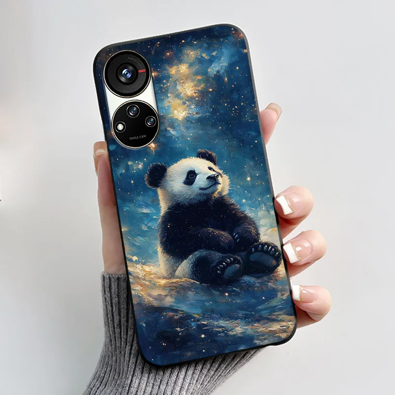 Cute Cartoon Soft Silicone Protective Phone Case - Black