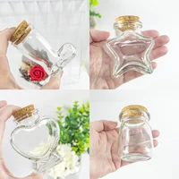 6pcs Cute Glass DIY Bottles Storage Food Grade Jars Container with Cork Stopper Fill Letter Drifting Star Ideas Crafts Vials 2