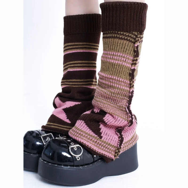 

Women Lolita Leg Cover Slouch Socks Boot Cuff Boot Sleeves 2023 Goth Leg Warmers Harajuku Sexy Leg Warmer Striped Knitted Socks