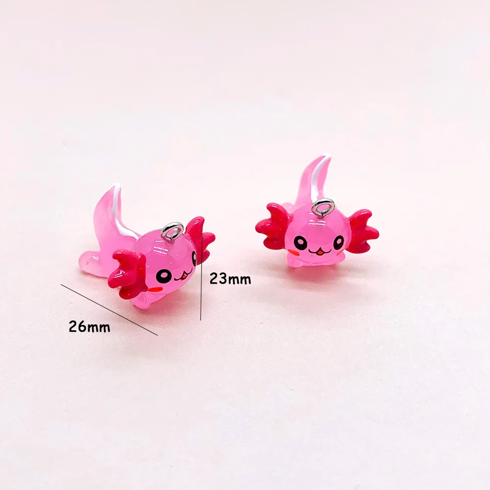 100 Stuks Bulk Groothandel Axolotl Vis Hars Charmes Kawaii Zeedier Hanger Voor Oorbel Sleutelhanger Diy Sieraden Maken