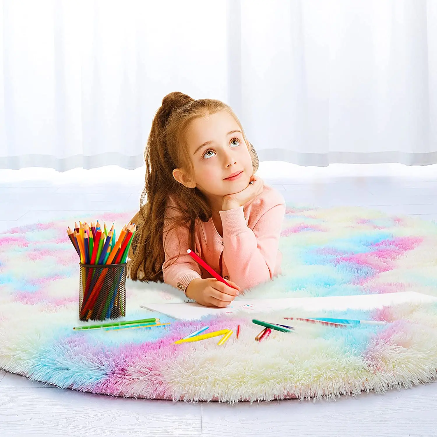 Rainbow tie-dye round rug cute plush stitch carpet for living room sofa  area children's room decoration carpet bedroom floor mat - AliExpress