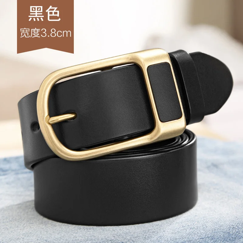 Men's Cow Leather Belt Pin Buckle Casual And Versatile Leather Belt Young And Middle-aged Men Fashionable Simple Business