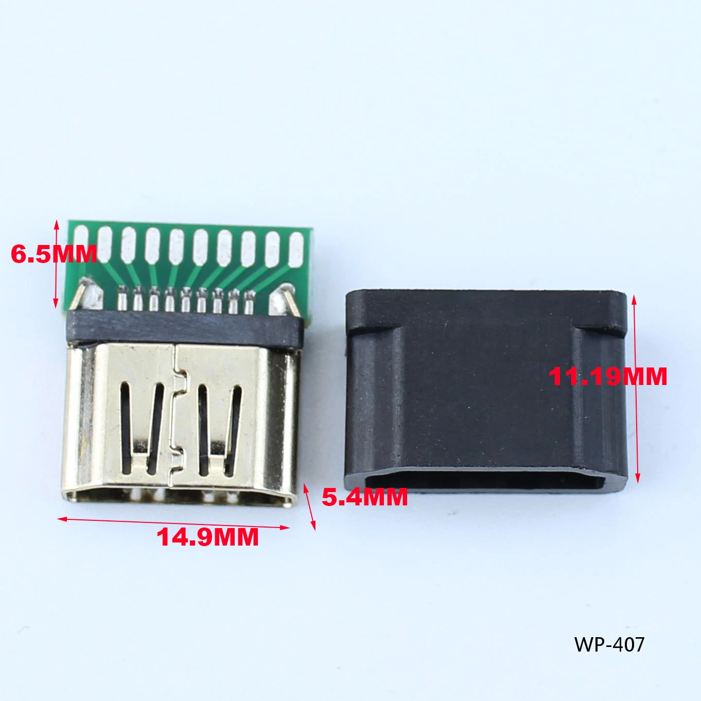 HDMI Male to Female Mini Connector Adapter Board with 2.54mm Pitch PCB