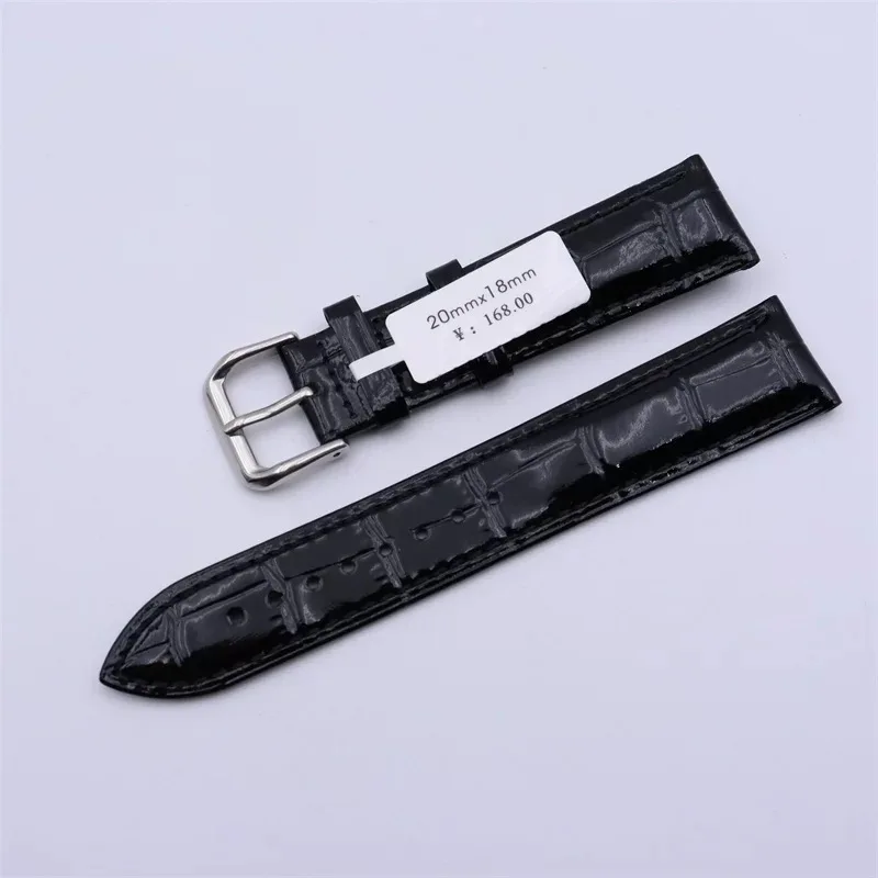Glossy Genuine Leather Watch Band with Colorful Patent Finish and Pin Buckle - Water Resistant Unisex Strap