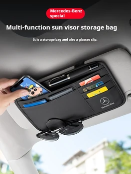 Mercedes-Benz PU Leather Sun Visor Glasses & Card Holder – Storage Clip for AMG, R, C, E, V Class, Viano, SLK, GLC, SL, Vito, GLKp 1