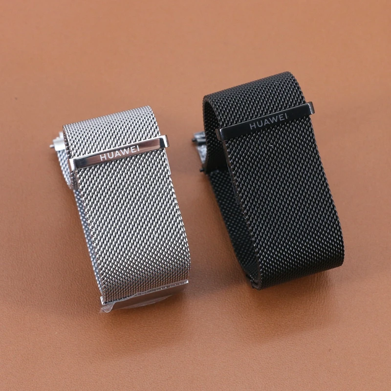 Premium Huawei GT2 46mm FKM Rubber Strap with Genuine Leather and Stainless Steel Milanese Strap