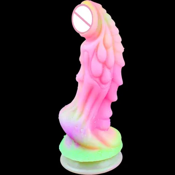 Luminous Monster Dildo Colorful Fake Penis Realistic Dildo For Anal Prostate Massager Tentacle Artificial Penis Lesbian Sex Toys 5