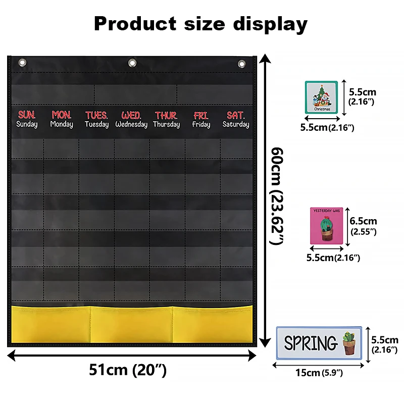 Classroom Pocket Charts Monthly Calendar Pocket Chart with 89 Cards for Students Kids Classroom Home School Supplies visual schedule chart,schedule chart,pocket chart organizer
