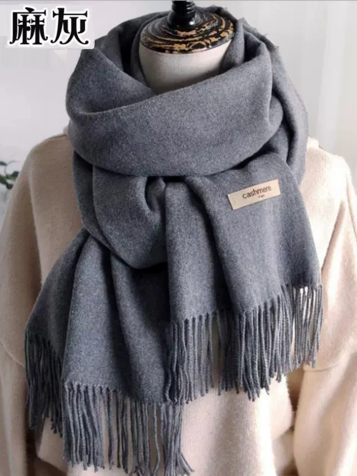 Winter Warm Thicken Scarf Luxury Cashmere Women's Scarfs Solid Color ...