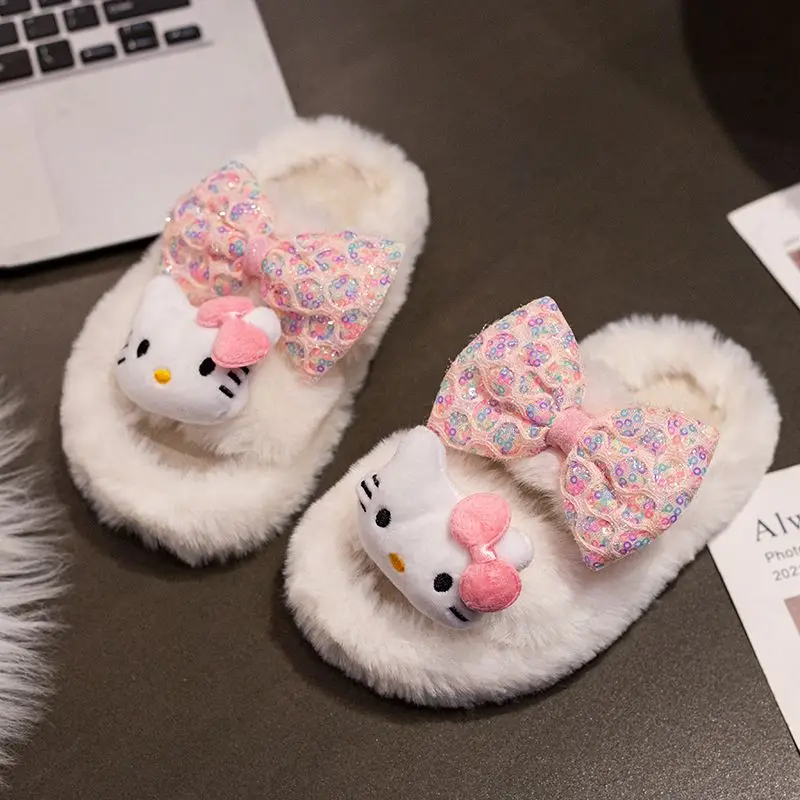 

Sanrio hello kitty children's slippers home pattern Wear-resistant Plush EVA artificial leather soft light Comfortable Cartoon