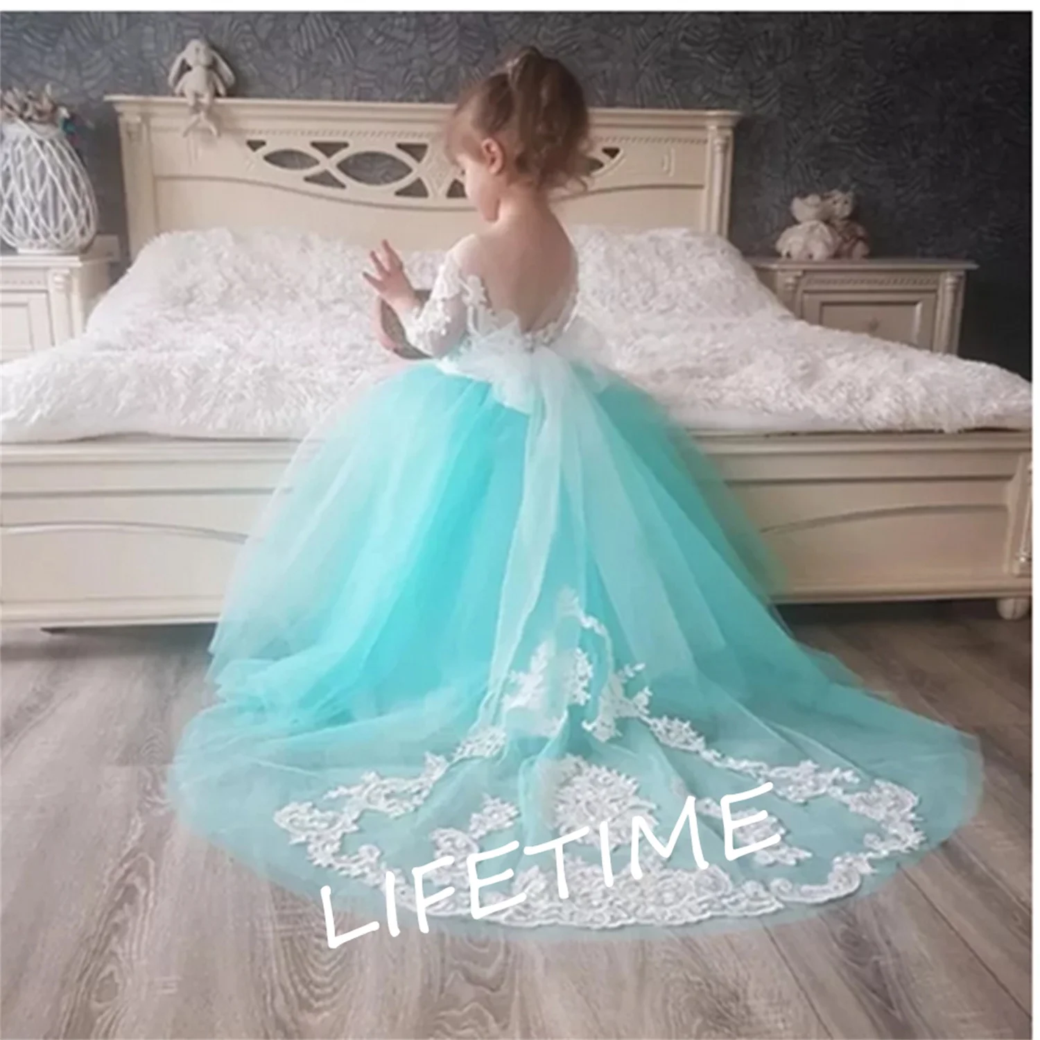 

Cute Lovely Aline Appliques Princess Flower Girl Dresses Birthday Pageant Communion Robe De Demoiselle Baby Party