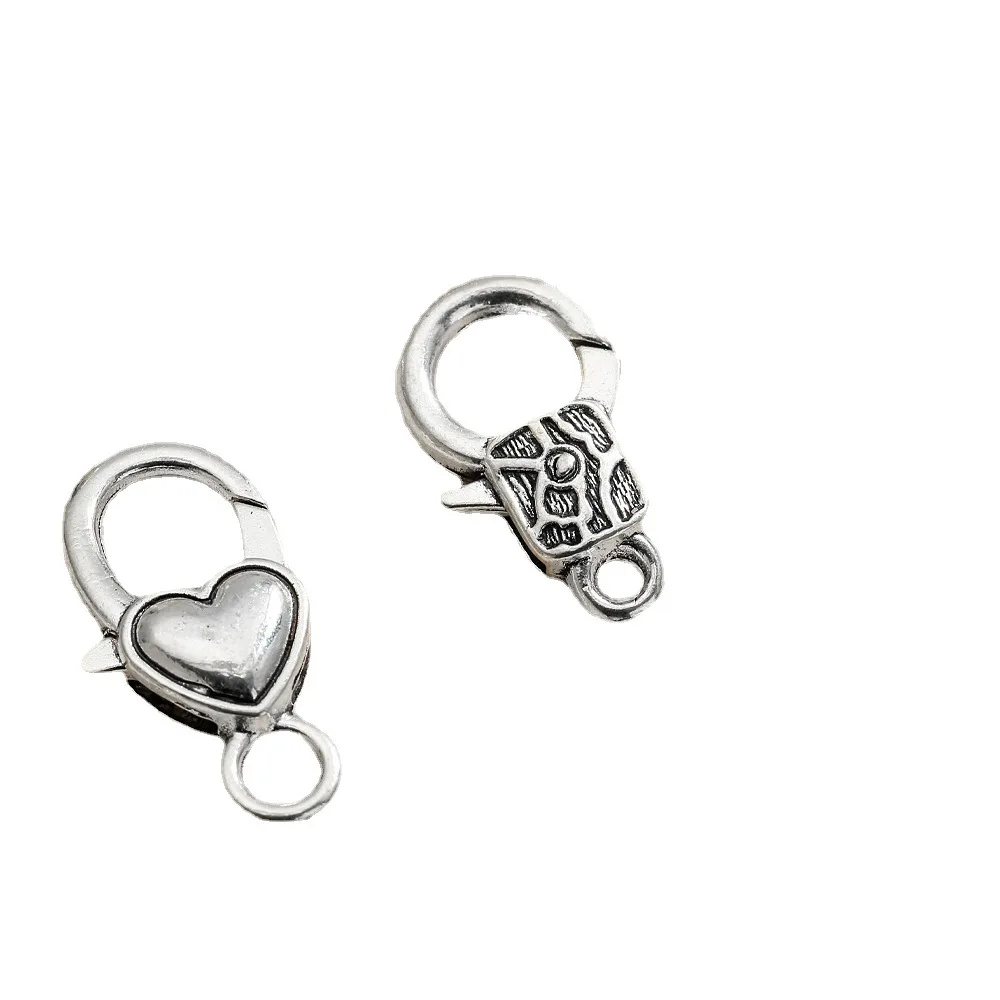 50pcs/lot 26x15MM Lobster Clasp Hooks Heart Cross Animal Keychain Clasps Bracelet Chain Accessory for Jewelry Making Components