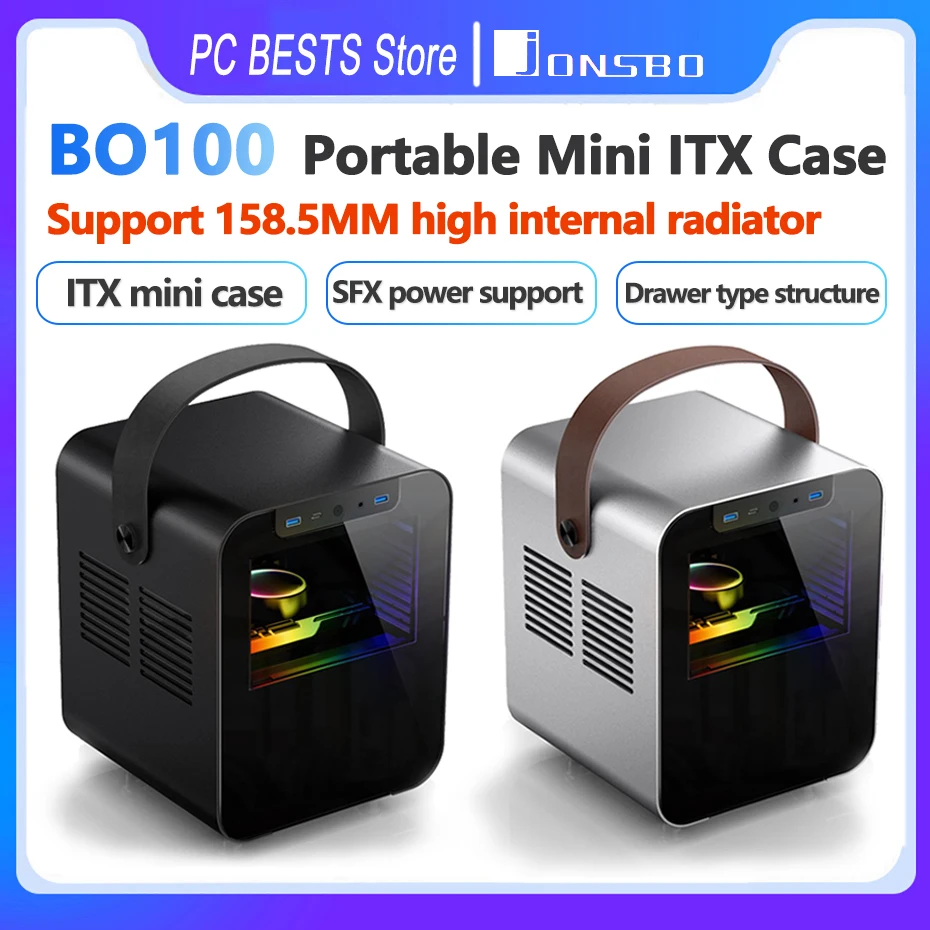 Jonsbo Bo 100 Itx Custodia In Alluminio Mini Telaio Per Computer Portatile Tipo Di Cassetto Struttura Supporta Sfx/Sfx-L Power Silver