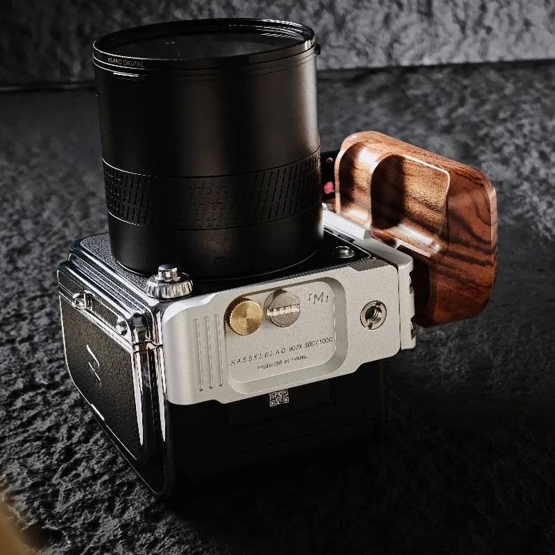 Hasselblad 907X 50C 100C 카메라 케이지용 손잡이가 있는 나무 그립 L-브래킷 플레이트