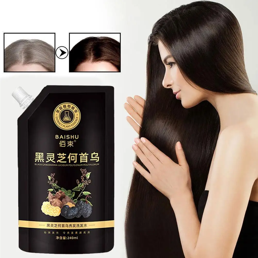 Polygonum Multiflorum Shampoo For White Hair Turns to Black Professional Blackening Growth Hair Nourishing Care Prevent Hai W6H3