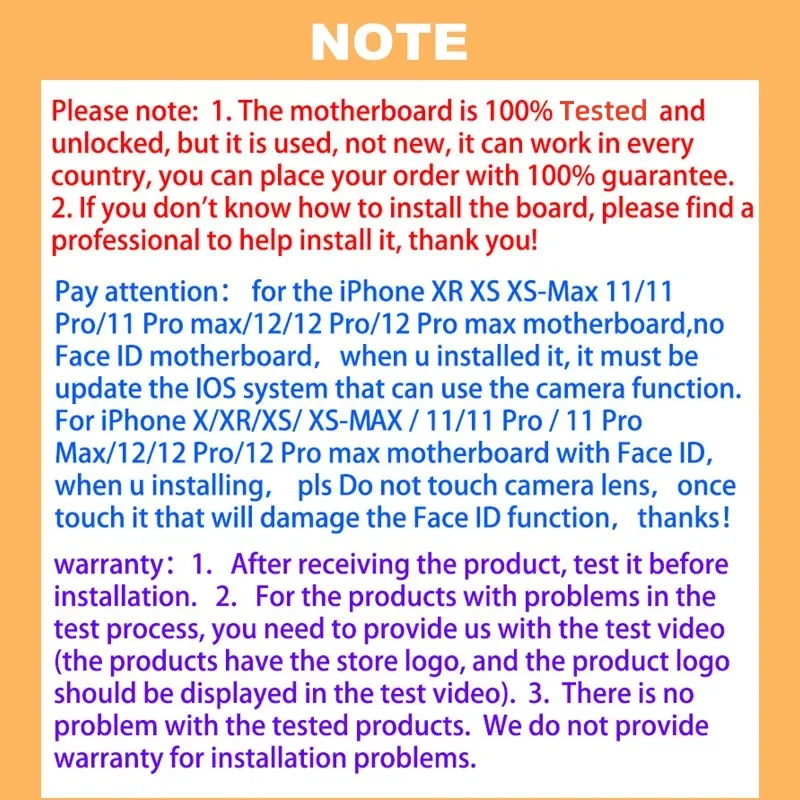 잠금 해제 지원 iPhone XS Max 마더보드용 IOS 업데이트(얼굴 ID 포함/없음) iPhone X XR용 iCloud 클린 수정되지 않은 로직 보드