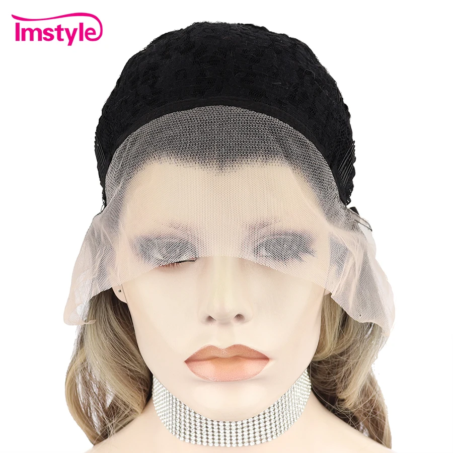 Imstyle Brown Synthetic Lace Front Wig Natural Wavy Wigs For Women Daily Long Lace Heat Resistant Fiber Cosplay Wigs