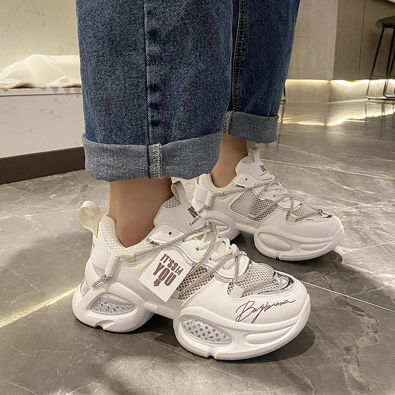 Shoes for Women 2024 Fashion Lace Up Women's Vulcanize Shoes Summer Outdoor Sport Shoes Ladies Sponge Bottom Women Sneakers