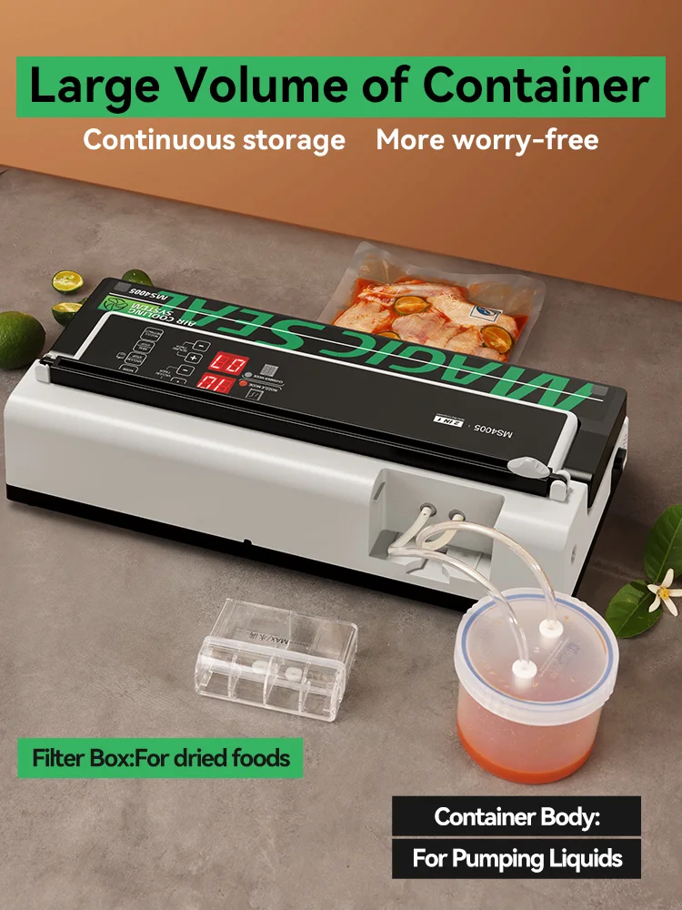 Vacuum Sealer MAGIC SEAL MS4005 Packaging Machine for Plastic Bags Products Food Storage Containers Mylar Auto Manual Modes Home 5
