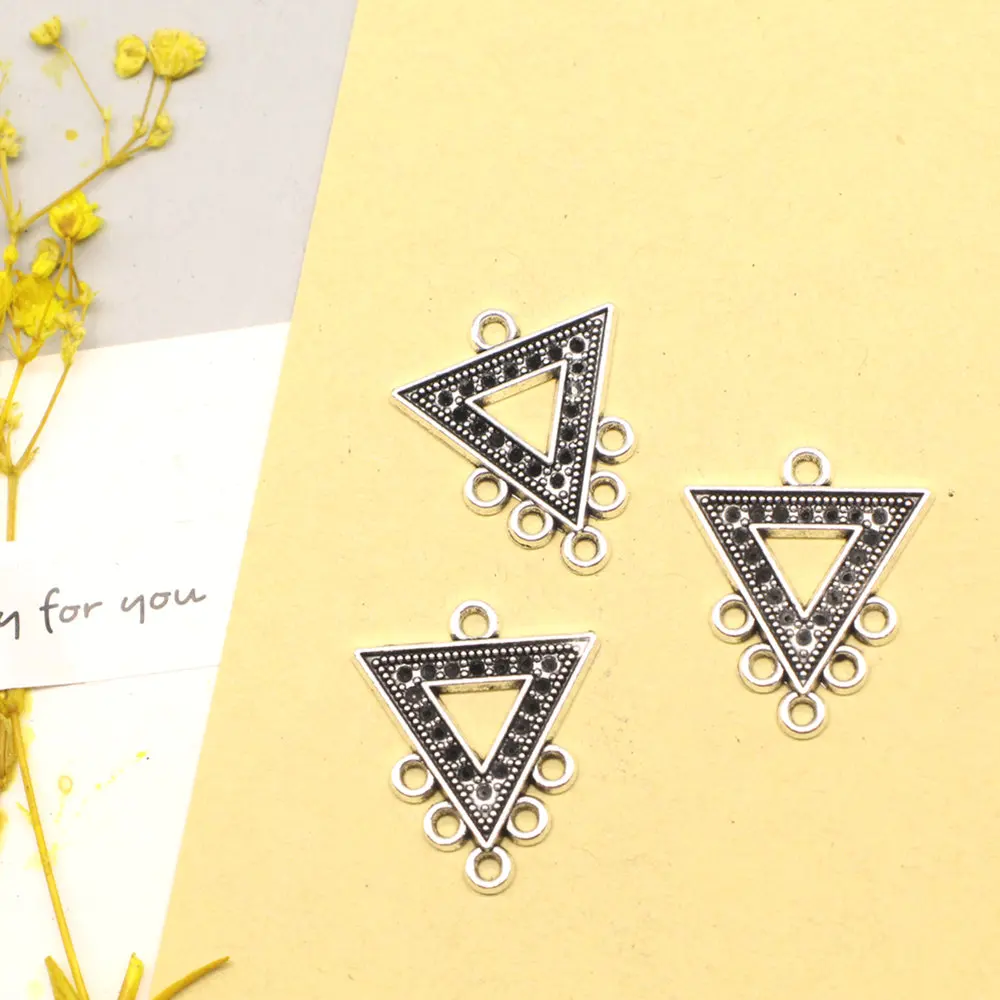 

10pcs 23x25mm Triangle Earring Connector Pendants Accessori Diy Jewelri Antique Silver Color