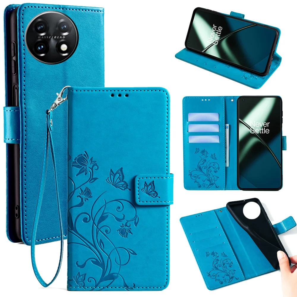 Butterfly Handy Leather Wallet Cover with Magnetic Closure and Card Slots
