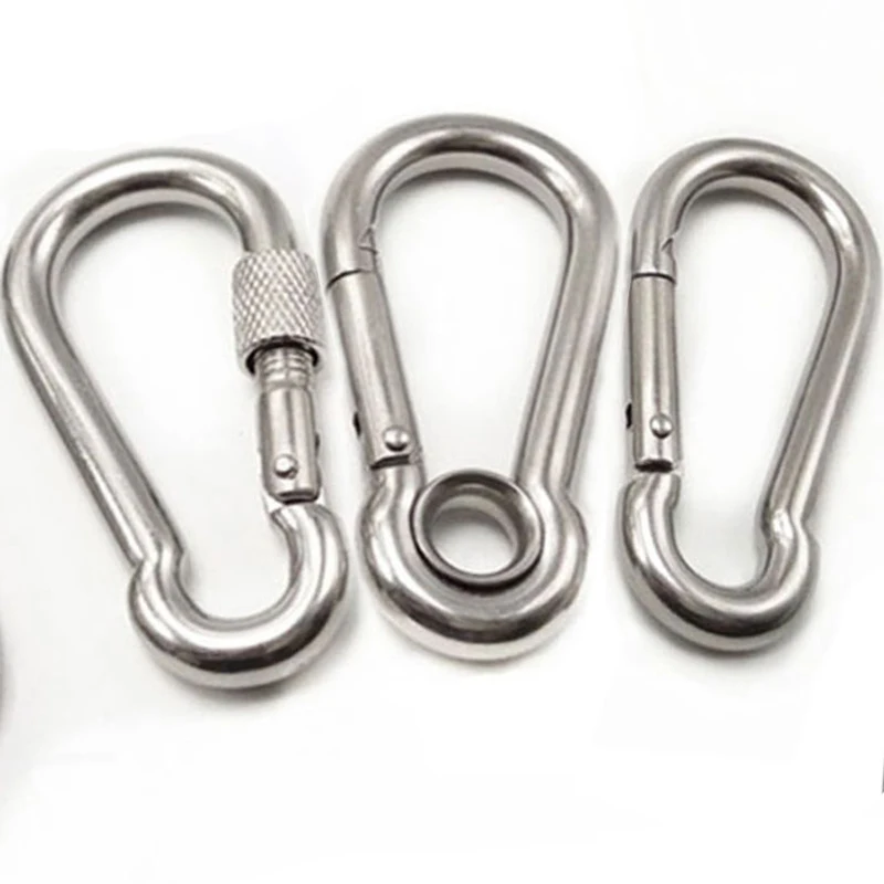 4PCS m4 m5 m6 Stainless Steel 304 Carabiner Carbine Snap Hook with nut-lock