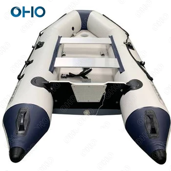 OHO Wholesale Inflatable Rubber Dinghy Fishing Boat 2m 3m 4m PVC Hypalon Air Deck Floor with Motor for Sea 1