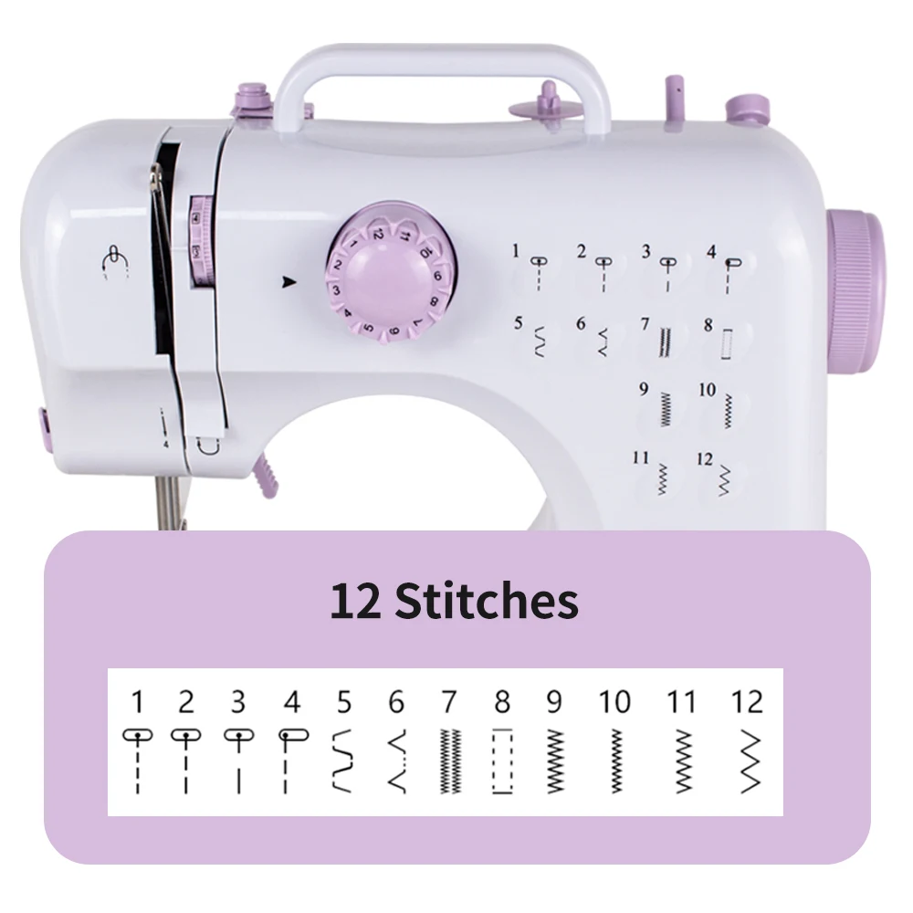 Portable Sewing Machine for Beginners Mini Electric Household Crafting Mending Overlock with 12 Stitches Presser Foot Pedal 3