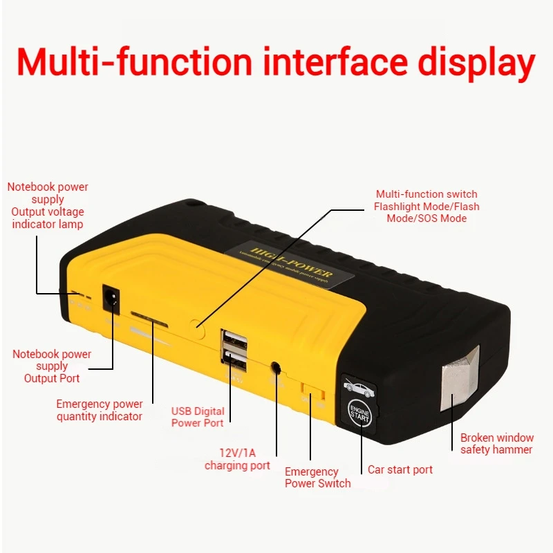 12V Car Jump Starter 16800mAh Power Bank Car Booster Charger Portable Auto Starting Device Emergency Battery Starter