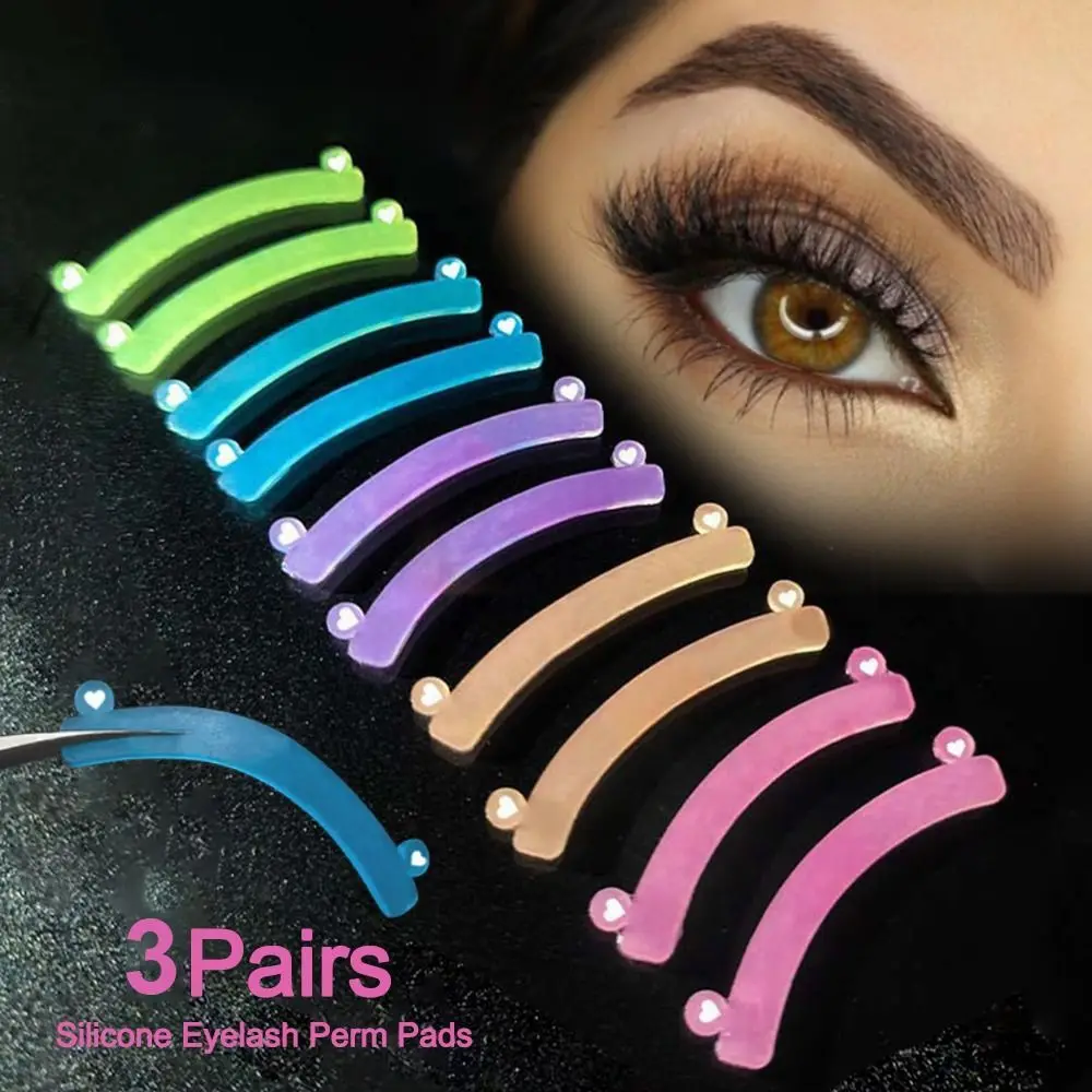 3 Pairs Silicone Eyelash Perm Pads Reusable Eyelash Extension Sticky Lashes Rods 3D Curler Accessories Applicator Tools
