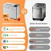 16 in 1 Bread Machine, 2.2LB Stainless Steel Bread Maker with Fruit and Nut Dispenser, Nonstick Ceramic Pan, 3 Crust Colors, 3 L 5