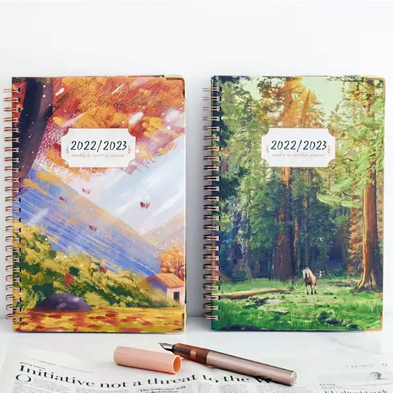 

2022/2023 Agenda Daily Planner Weekly Monthly Year Calendar Organizer spiral Notebook Journals Kawaii loose leaf Notepads