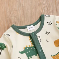Spring and Autumn Season Boys and Girls Cute Dinosaur Print Comfortable Casual Long Sleeve Cotton Baby Bodysuit 3