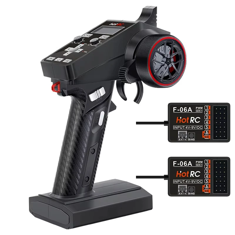 HotRC CT-6A Émetteur RC 6CH 2.4GHz avec Récepteur pour Voiture Bateau Char