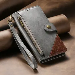 Luxe Retro Portemonnee Rits Lederen Kaart Houder voor Realme